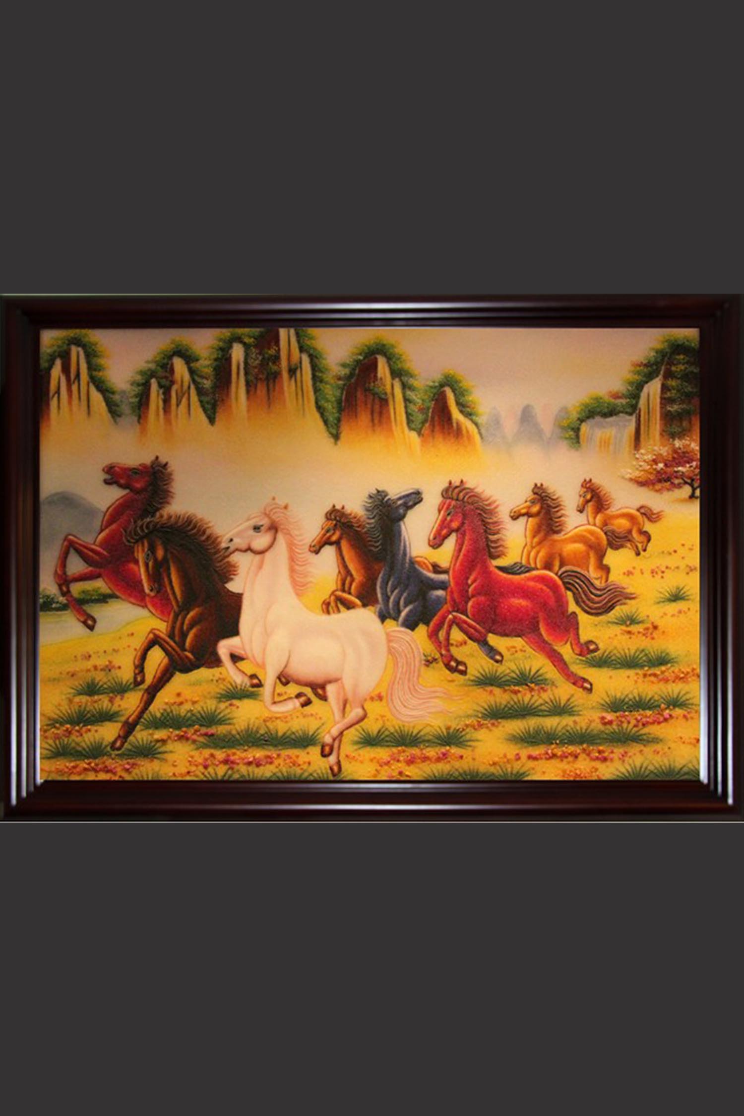 Tranh Đá Quý Bát Mã Truy Phong