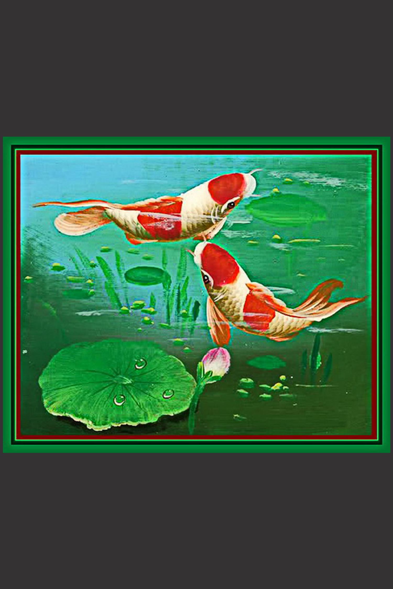 Tranh Đá Quý Cá Chép Song Ngư