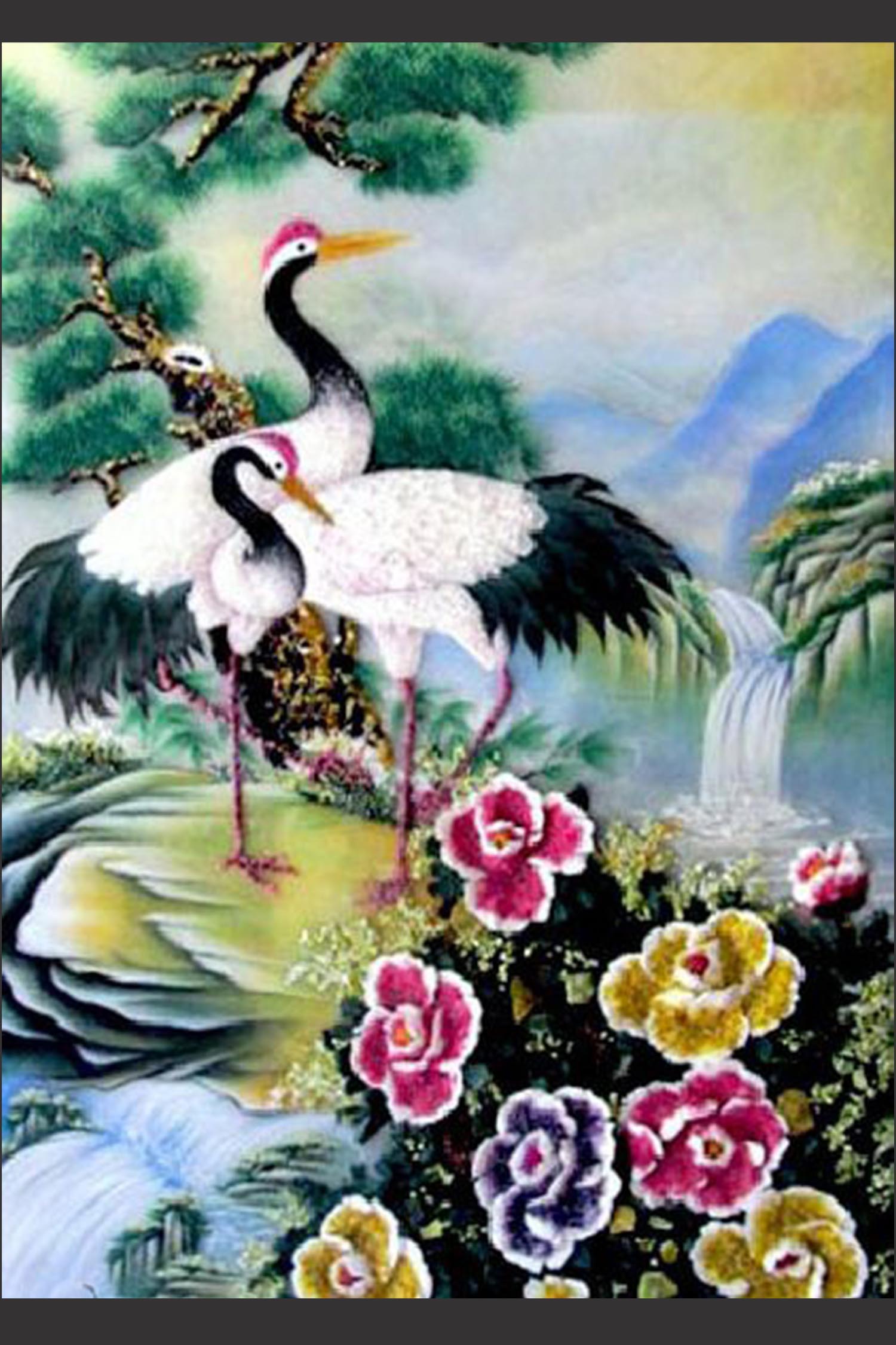 Tranh Đá Quý Hoa Khai Phú Qúy