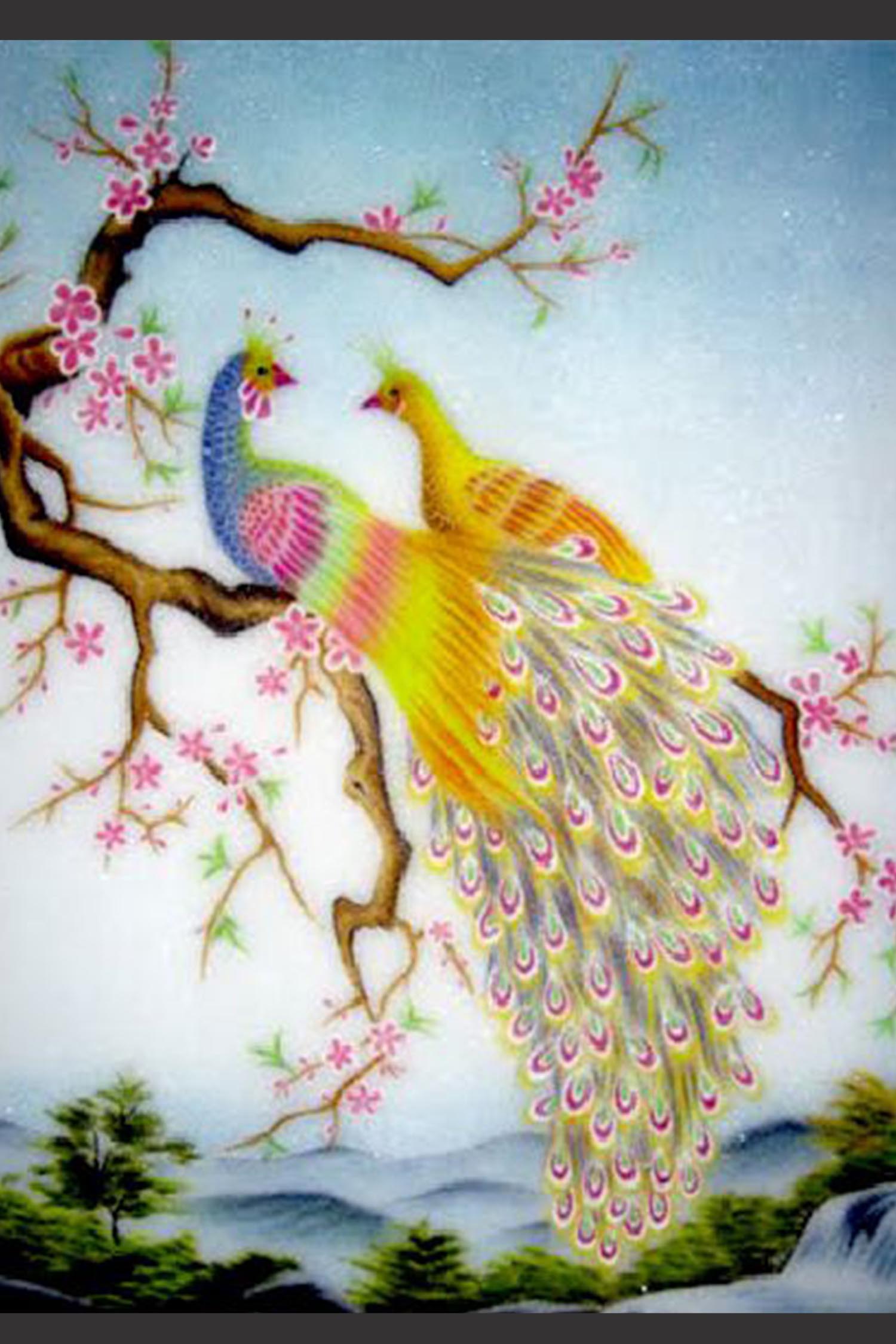 Tranh Đá Qúy Mai Điểu Uyên Ương