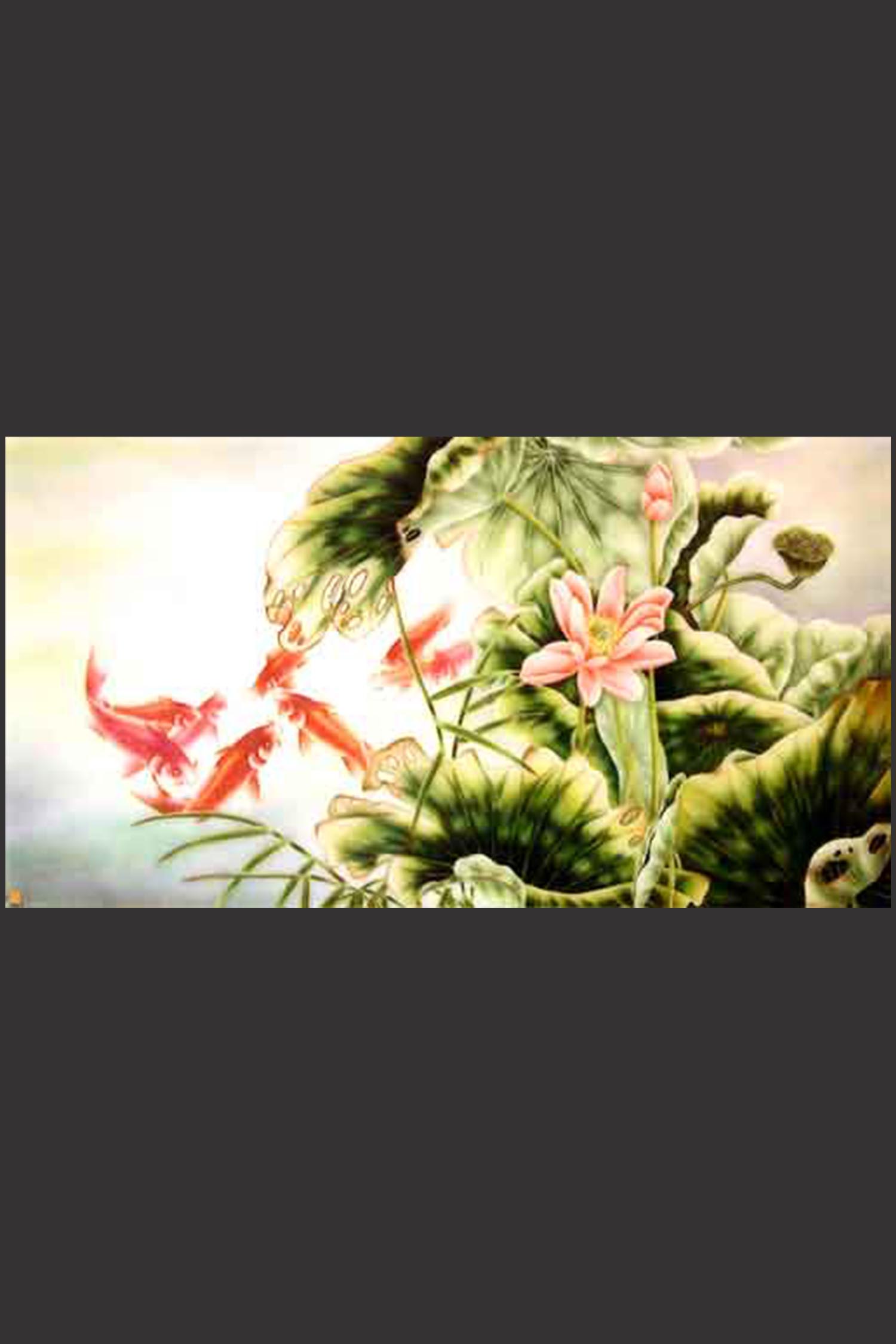 Tranh Đá Quý Sen Cá Phong Thủy